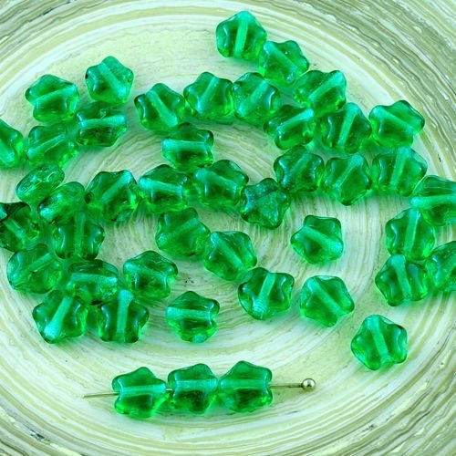 Cristal vert petit plat star de verre tchèque perles de 6mm 40pcs sku-28656
