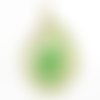 1pc plaqué or vert agate tranche focal de la table de coupe pendentif caution bijoux de pierre gemme sku-38944