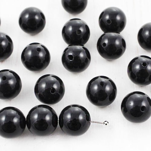 8pcs naturelles agate noire lisse ronde perles de pierre de 10mm sku-38959