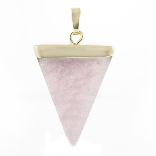 1pc quartz rose plaqué de couleur d'or triangle de pierres précieuses pendentif de charme avec laito sku-38996