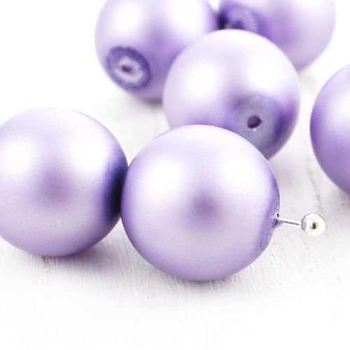 4pcs violet clair mat imitation de perle ronde pressée druk chunky grand verre tchèque perles de 12m sku-39027