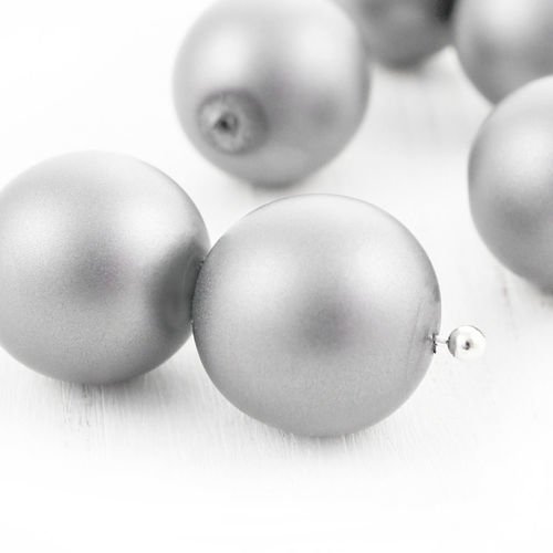 4pcs argent perle d'imitation mat ronde pressée druk chunky grand verre tchèque perles de 12mm sku-39029