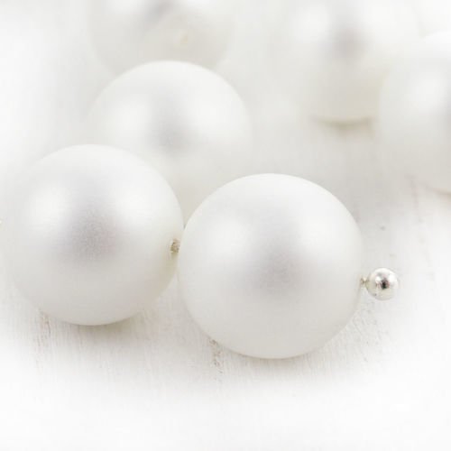 8pcs perle blanche imitation mat de mariage ronde pressée druk de grands tchèque perles de verre de  sku-39035