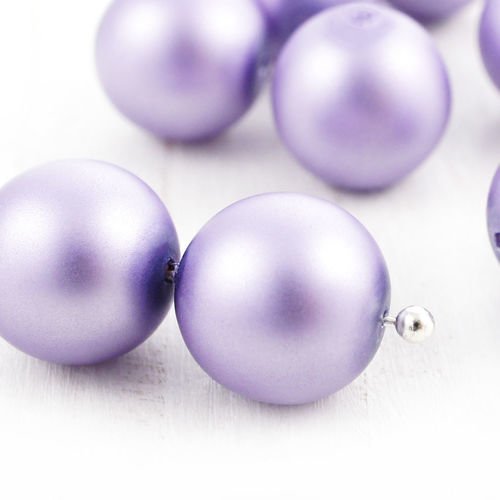 8pcs violet clair mat imitation de perle ronde pressée druk de grands tchèque perles de verre de 10m sku-39039