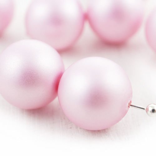 8pcs lumière rose mat imitation de perles rondes pressé druk de grands tchèque de verre de 10mm sku-39041