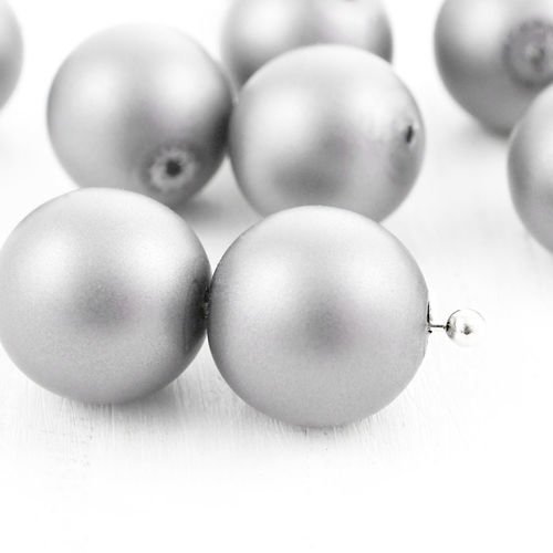 8pcs argent perle d'imitation mat ronde pressée druk de grands tchèque perles de verre de 10mm sku-39043