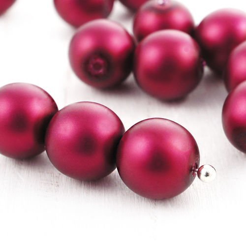 20pcs perle d'imitation bordeaux rouge foncé mat ronde druk entretoise de semences de verre tchèque  sku-39048