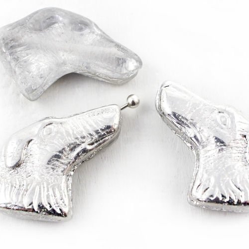 6pcs cristal clair métallisé-labrador argent de la moitié de chien animal de compagnie à la tête de  sku-39016