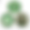 2pcs tchèque vert turquoise patine antique ton argent grand pendentif rond cabochon paramètres orien sku-34258
