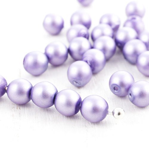 100pcs violet clair mat imitation de perle ronde druk entretoise de semences de verre tchèque perles sku-39055