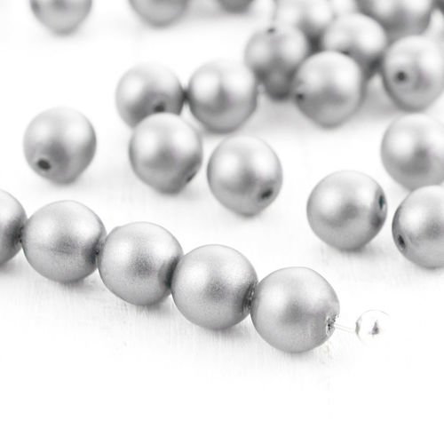 100pcs argent perle d'imitation mat ronde druk entretoise de semences de verre tchèque perles de 4mm sku-39057