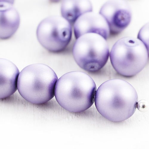 40pcs violet clair mat imitation de perle ronde druk entretoise de semences de verre tchèque perles  sku-39050