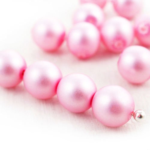 40pcs rose mat imitation de perles rondes druk entretoise de semences de verre tchèque de 6mm sku-39052