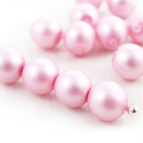 40pcs lumière rose mat imitation de perles rondes druk entretoise de semences de verre tchèque de 6m sku-39053