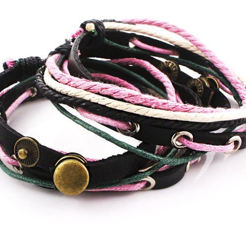 1pc noir rose blanc vert de vachette ciré corde de nylon unisexe bracelet de base pour la fabricatio sku-38849