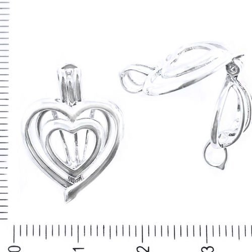 1pc argent platine de couleur laiton perle d'eau douce pendentif cage de coeur saint-valentin de cha sku-38914