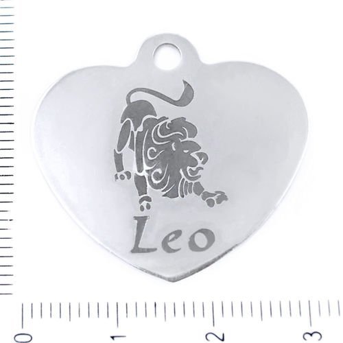 1pc acier inoxydable leo signe du zodiaque cœur gravé au laser constellation pendentif bijoux de for sku-38869