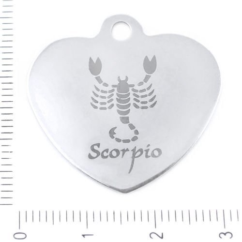 1pc acier inoxydable scorpion signe du zodiaque cœur gravé au laser constellation pendentif bijoux d sku-38863