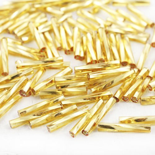 100pcs x 15mm extra long moyen de l'or de l'argent bordée enrouler autour du verre tchèque perles de sku-39109