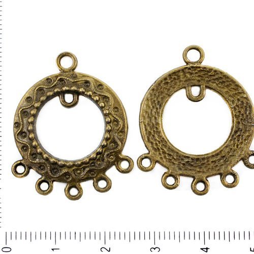 4pcs antique lustre en bronze ronde boucle d'oreille pendantes en métal composant donut conclusions  sku-38989