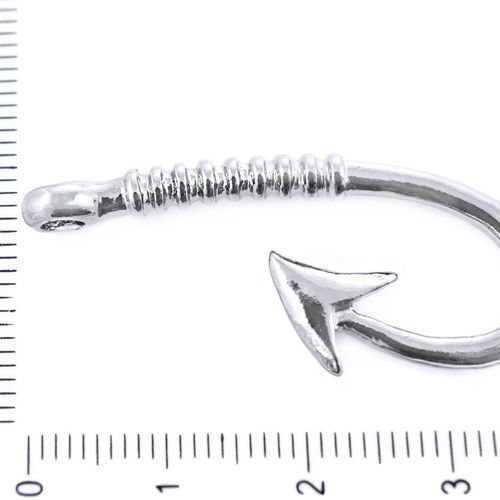 4pcs laiton plaqué argent pirate hameçon pendentif bracelet à breloques fermoir connecteur de bijoux sku-38910