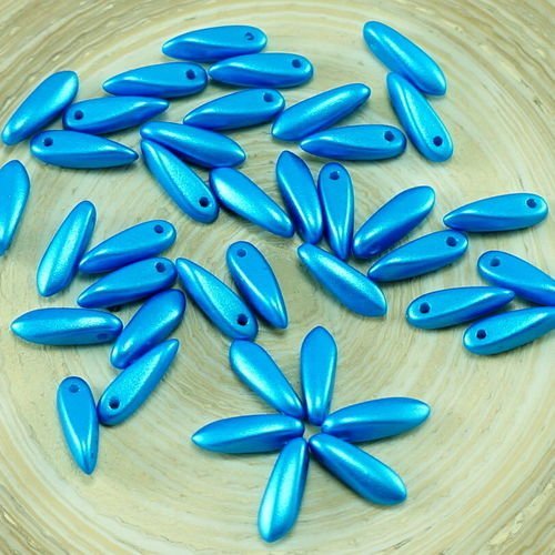 50pcs petite perle briller azuro bleu verre tchèque poignard de perles de feuille de pétales de 11mm sku-26917