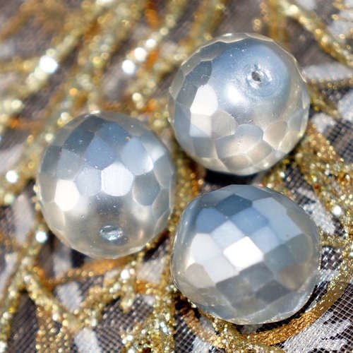 Facettes de l'argent grande tour de verre tchèque perles en argent de grandes incendie poli perle fe sku-17317
