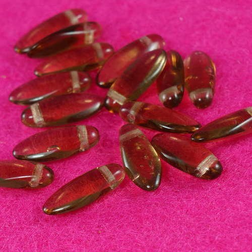 50pcs grand clair brun verre tchèque poignard perles de feuille de de pétales de de 12 mm x 5 mm sku-18123