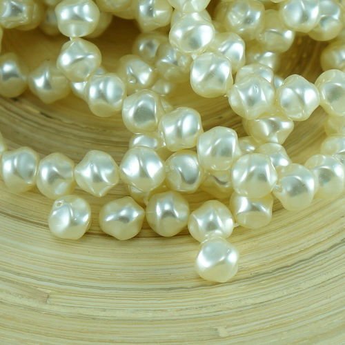 Blanc crème enrouler autour de perles de verre tchèque ronde de imitations de 8mm 20pcs sku-26996