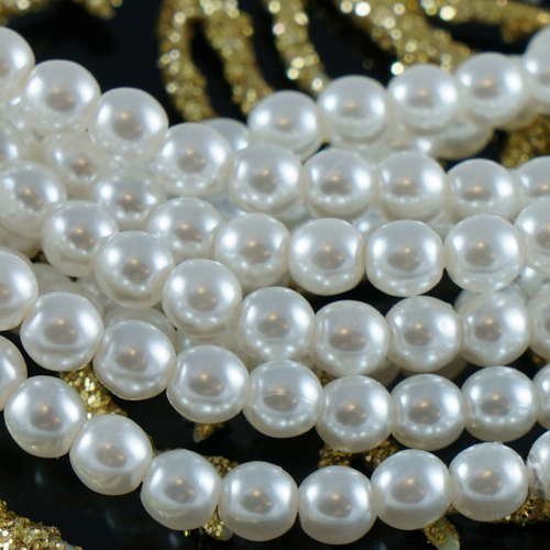 Blanc perle de verre tchèque ronde perles de imitations de fines 4mm 100pcs sku-18464