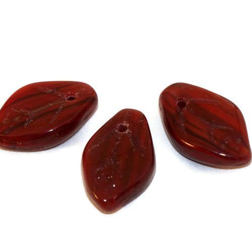 Rouge picasso verre feuille de perles tchèque de de de exclusifs sculpté de feuilles de de de sculpt sku-16390
