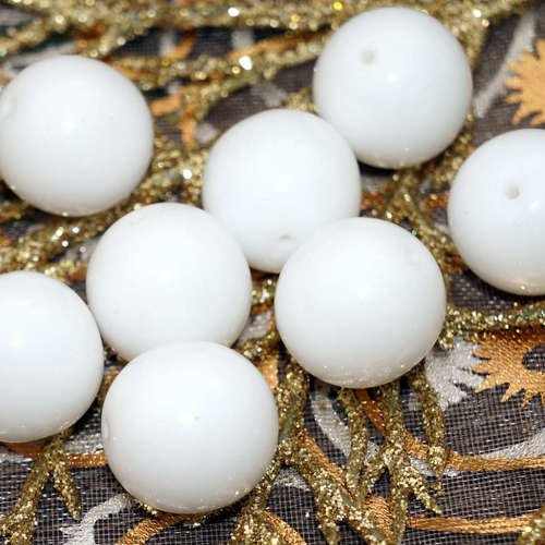Opaque blanc grosse perles de verre tchèques blanches grosses de bohèmes 20mm 1pc sku-16633