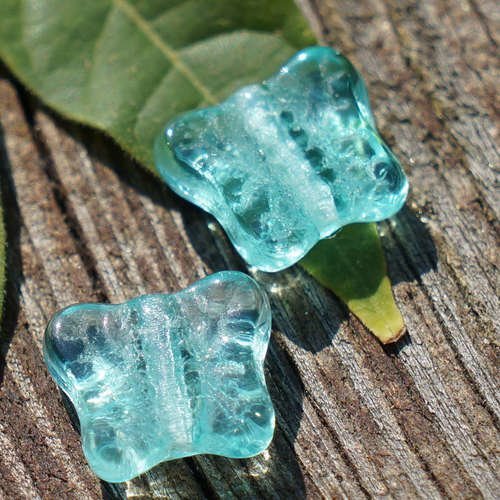 Turquoise papillon perles tchèque de de de en verre de de bohème les de 10mm x 14pc sku-16348