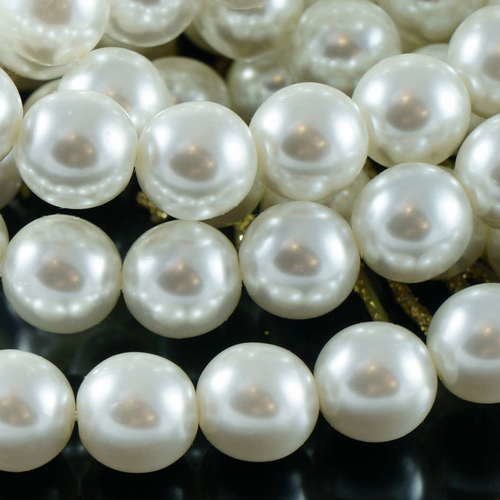10pcs blanc perle de verre tchèque ronde perles de imitations de fines 10mm sku-18465