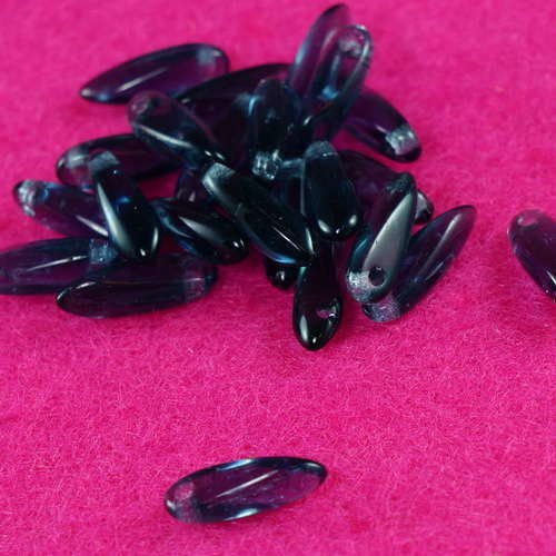 100pcs petits clair noir verre tchèque poignard perles de feuille de de pétales de de 10 mm x 3 mm sku-18112
