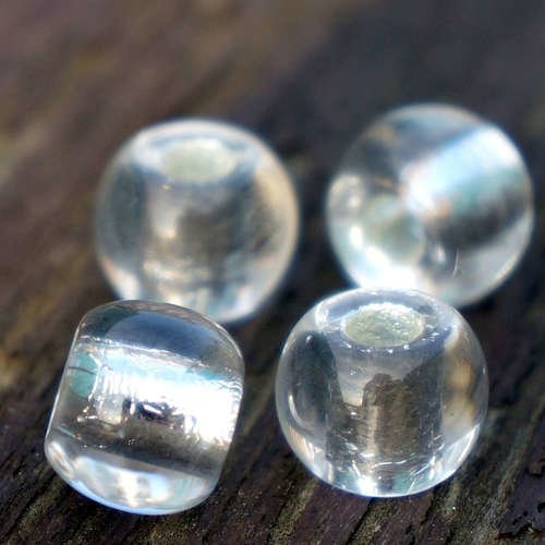 Argent clair grand trou des perles de verre ronde tchèque de de bohème de charme européen perle 10mm sku-16535