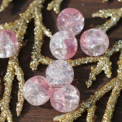 Rose clair craqué perles de verre de tchèque rondes en de bohème authentiques de mariage de 7mm 10pc sku-16212