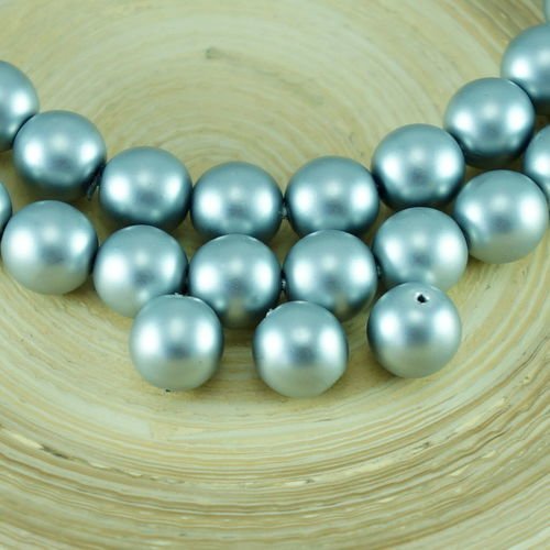Argent perle de verre tchèque ronde perles de imitations de 8mm 20pcs sku-26988