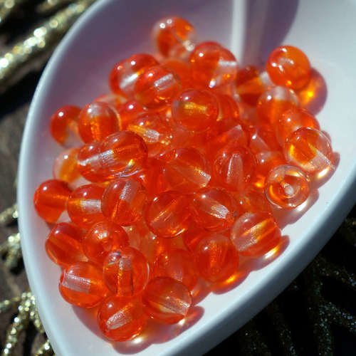 Orange transparente en verre tchèque ronde perles de rondes en de printemps halloween été des brilla sku-17380