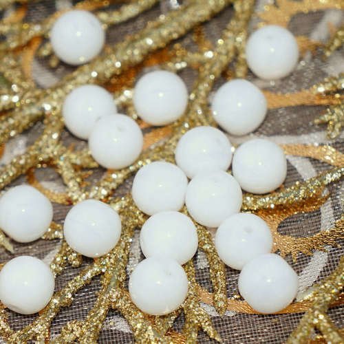 Blanc laiteux verre tchèque perles rondes blanches ronde en d'un tour de de mariage en perle de 6mm  sku-17255