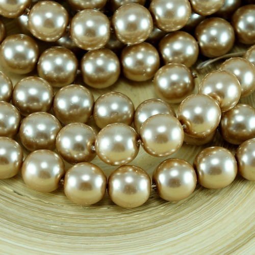Brun clair perle de verre tchèque ronde perles de imitations de fines 10mm 14pcs sku-26991