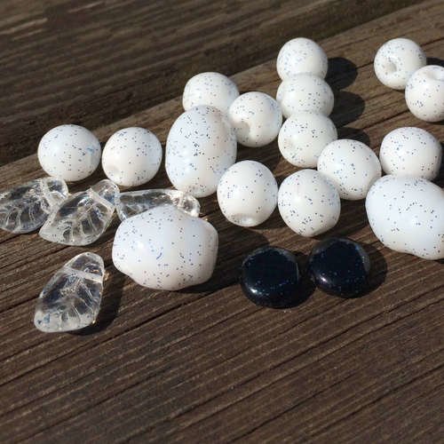 Mélange blanc paillette tchèque perles en pointillés grand tour de de verre de grandes ovales de de  sku-17283