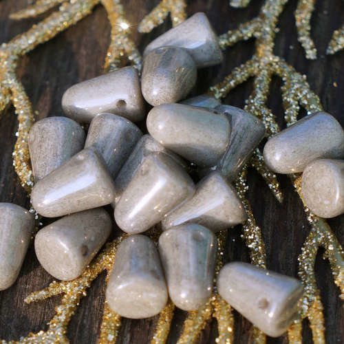 Gris brillant picasso cône de perles tchèque bonbon en verre de spike de goujons de de de 10mm x 8mm sku-17686
