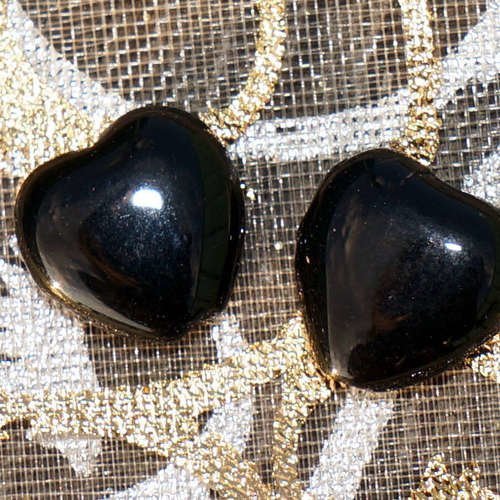 En verre noir brillant cœur de perle de coeur perles de la de la saint-valentin halloween tchèque de sku-17688
