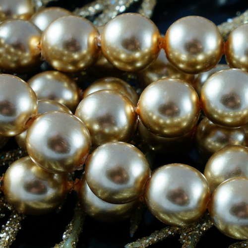 20pcs d'or de perles de verre tchèque ronde de imitations de 8mm sku-18476