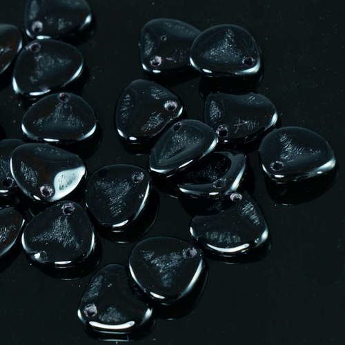 50pcs noir opaque tchèque pétales de roses des perles de verre preciosa pressé fleur plat de pétale  sku-17993