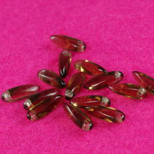 100pcs petits clair brun verre tchèque poignard perles de feuille de de pétales de de 10 mm x 3 mm sku-18111
