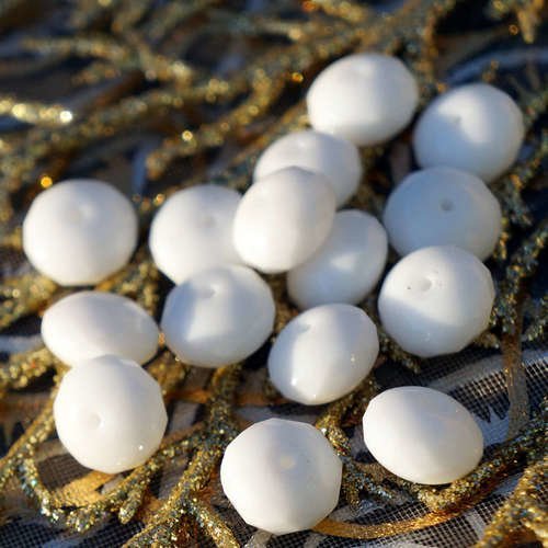 8pcs blanc verre tchèque rondelle perles de rondelles blanches à facettes perle rouge à de 11mm x 7m sku-17438