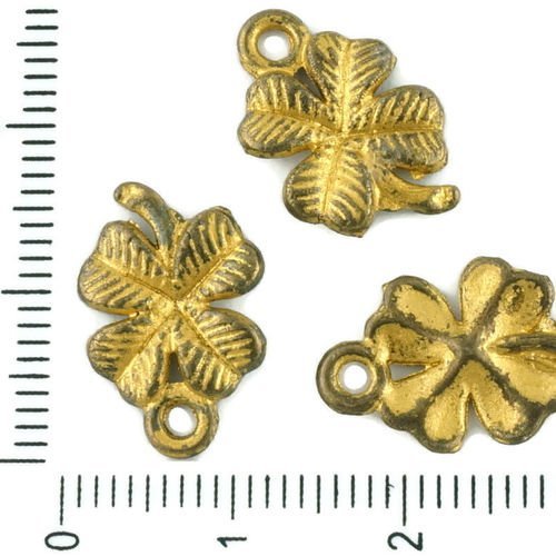 12pcs tchèque mat or patine bronze antique ton trèfle st patrick day feuille charmes métal conclusio sku-33996