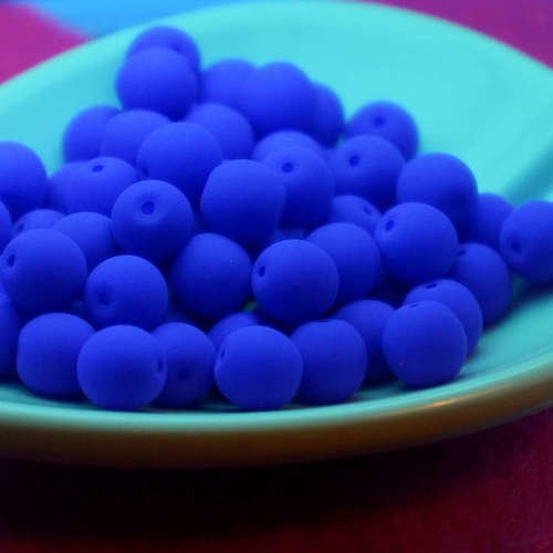 Néon bleu perles uv active mat en verre tchèque rondes en de bohème originaux exclusifs authentique  sku-17229